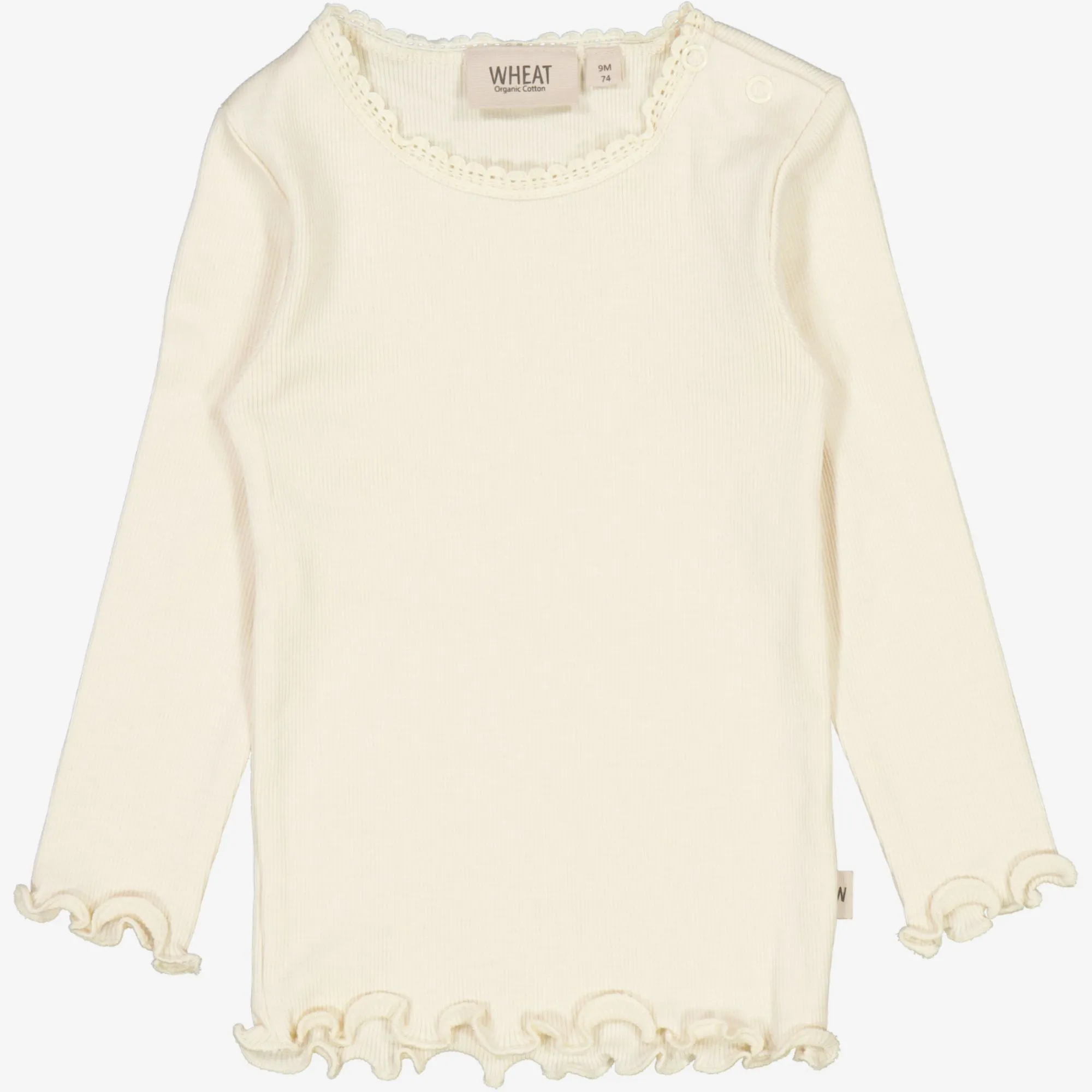 Rib T-Shirt Lace LS | Baby - eggshell