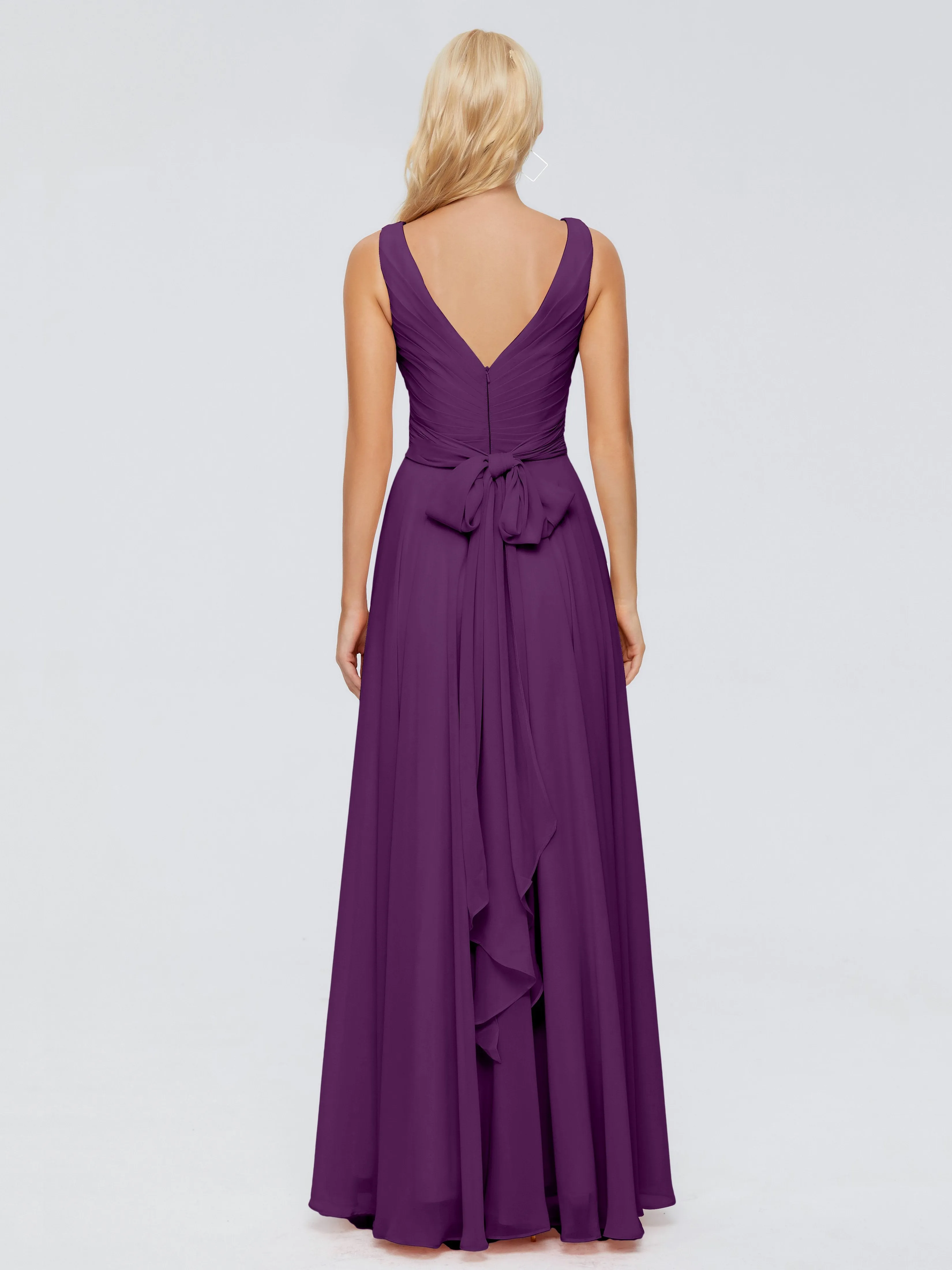 Ryleigh Flowy Chiffon Bridesmaid Dresses with Bow