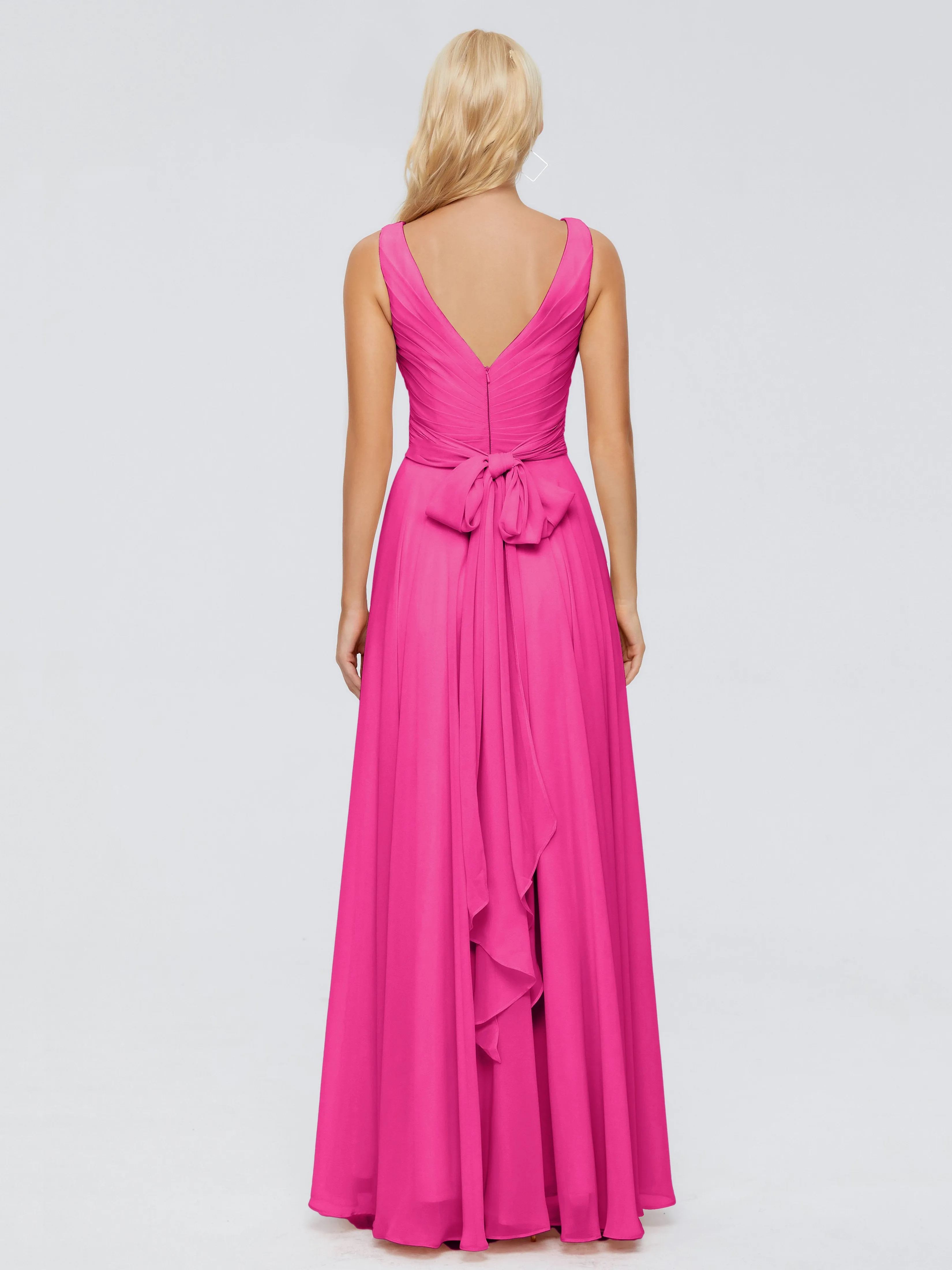 Ryleigh Flowy Chiffon Bridesmaid Dresses with Bow