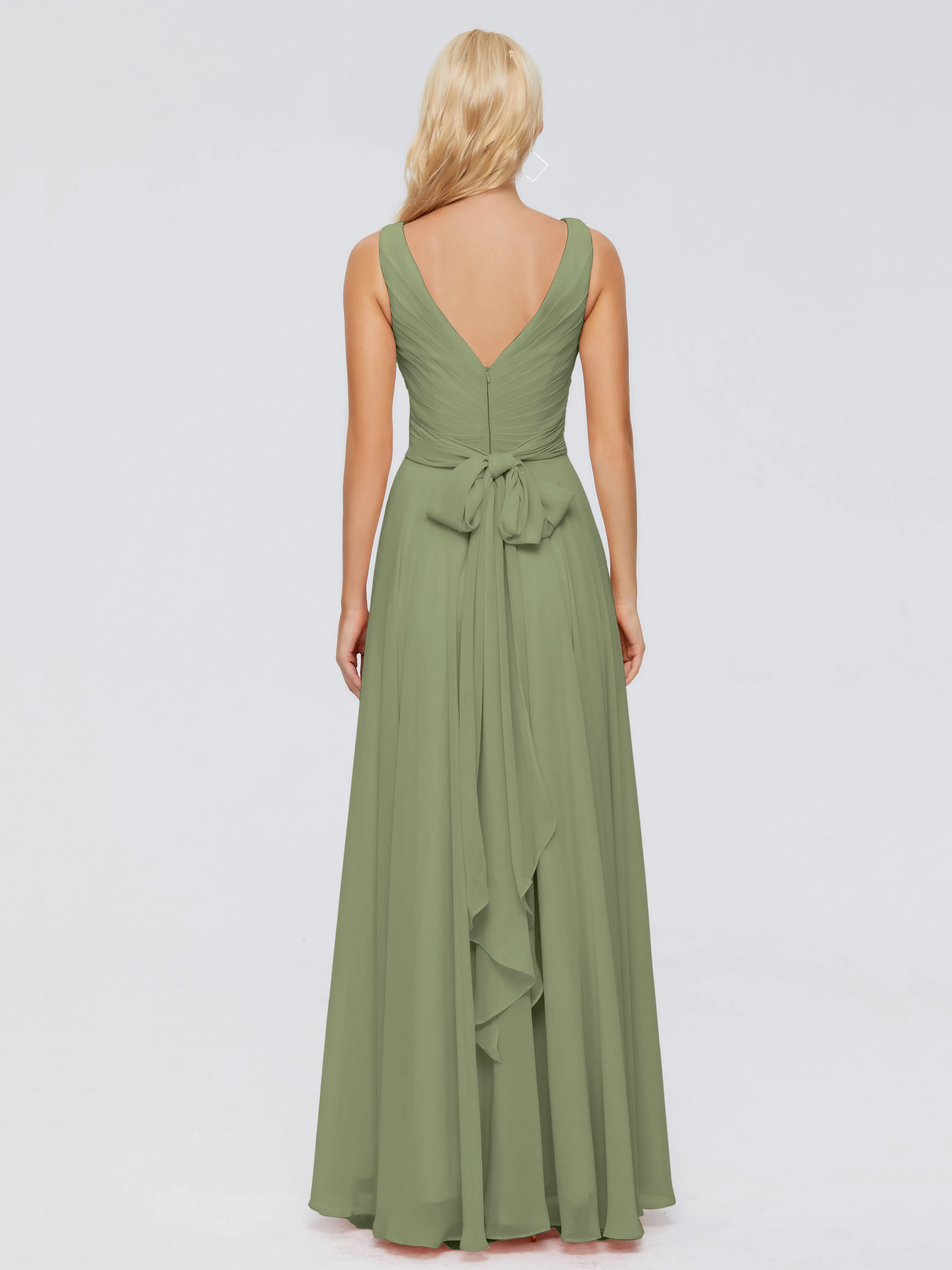 Ryleigh Flowy Chiffon Bridesmaid Dresses with Bow