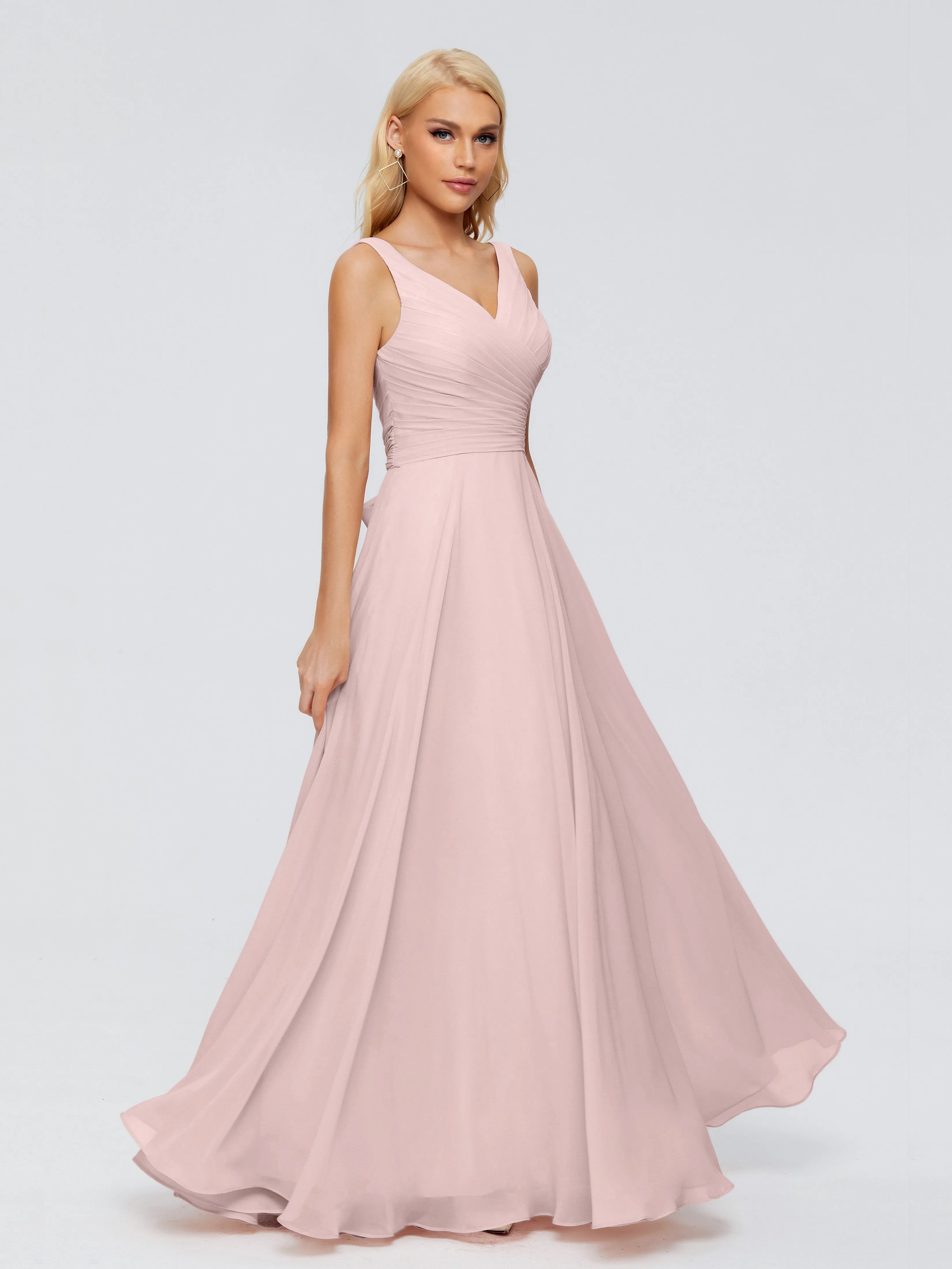 Ryleigh Flowy Chiffon Bridesmaid Dresses with Bow