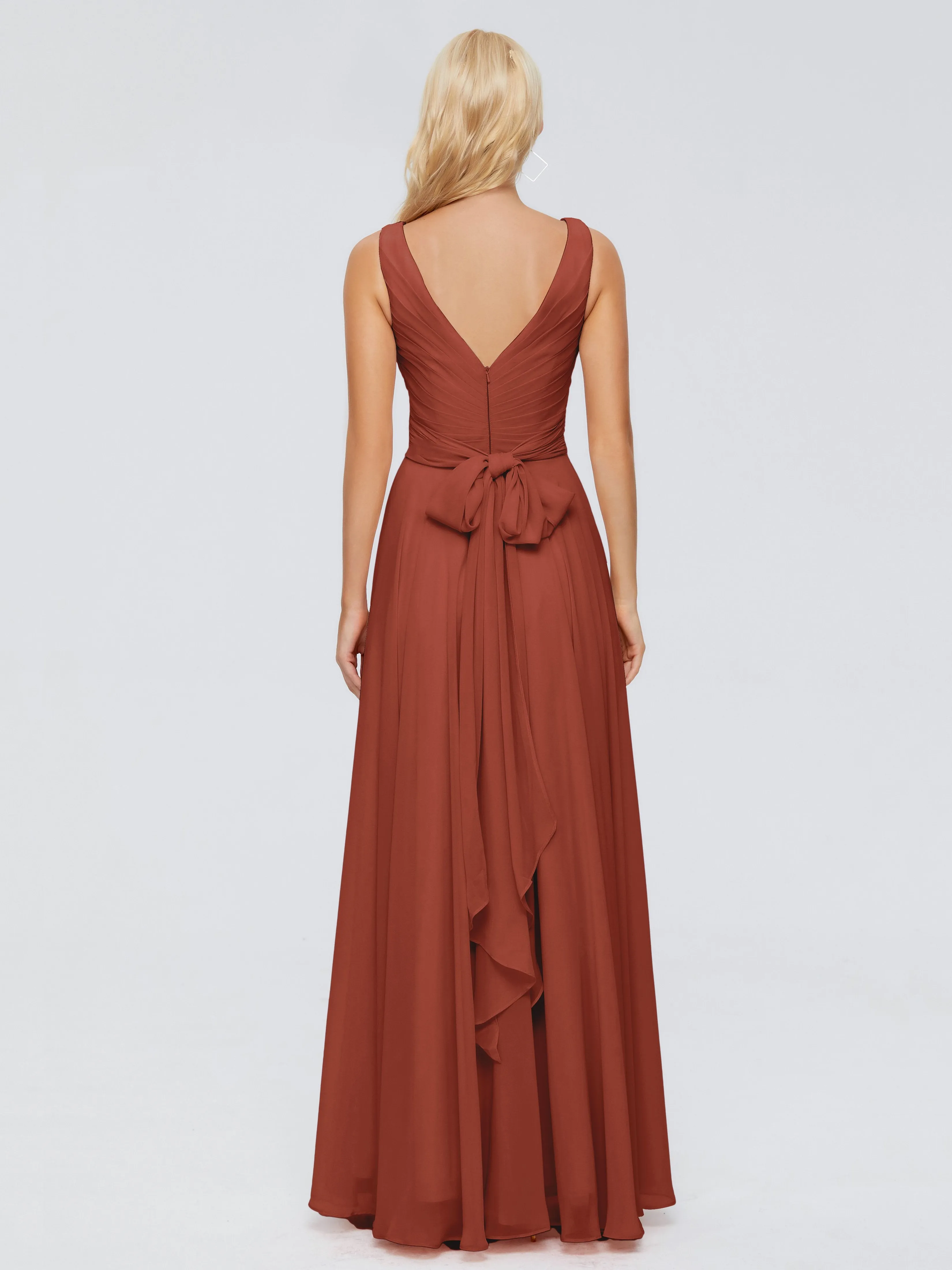 Ryleigh Flowy Chiffon Bridesmaid Dresses with Bow