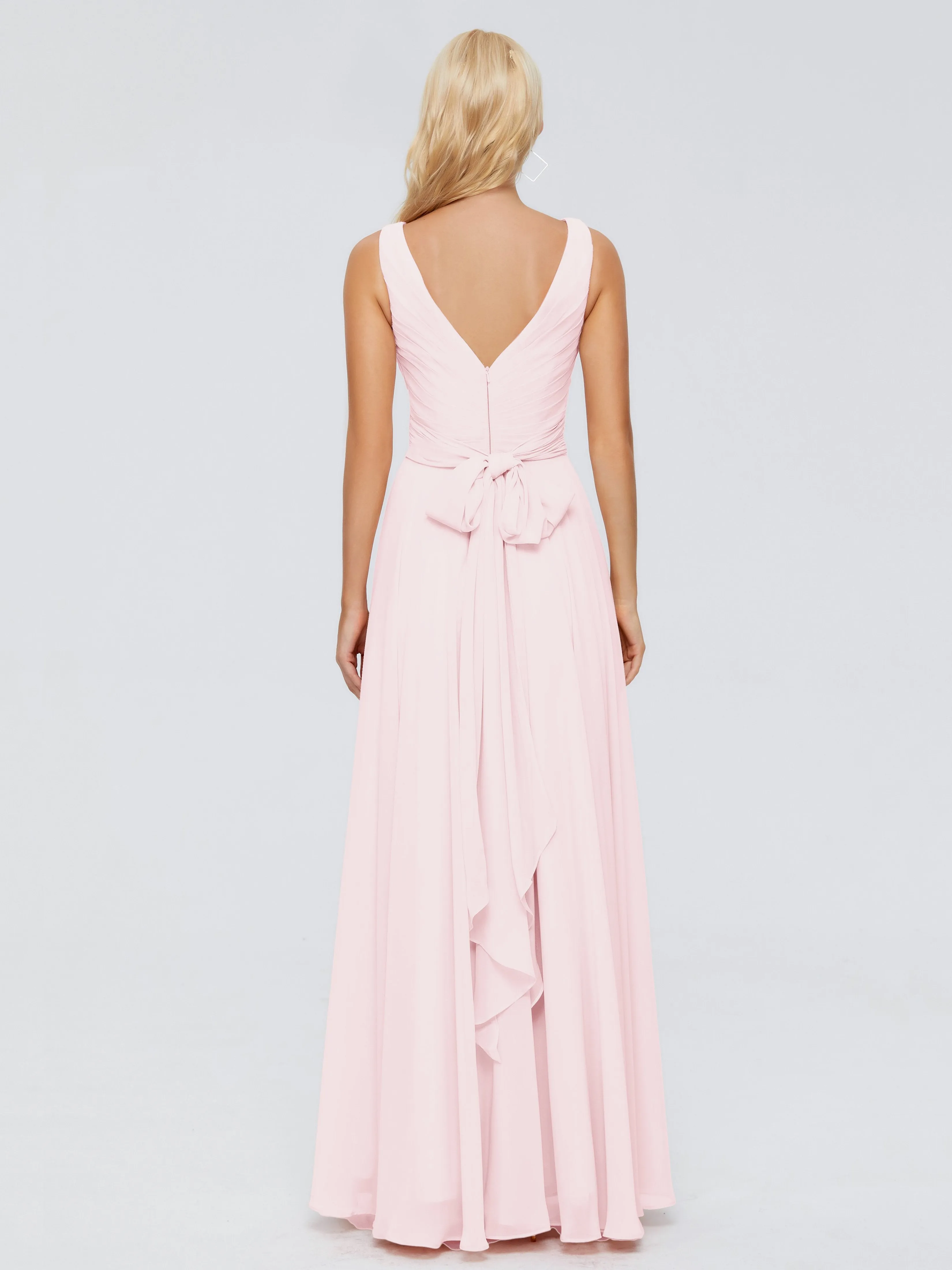 Ryleigh Flowy Chiffon Bridesmaid Dresses with Bow