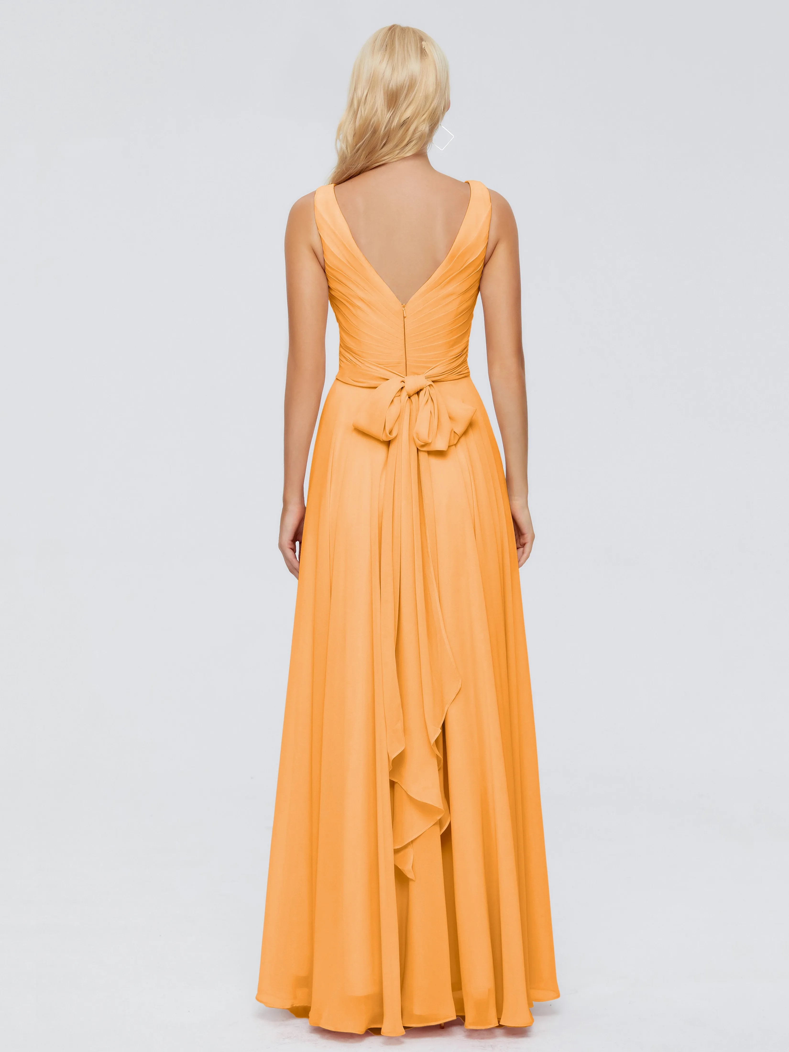 Ryleigh Flowy Chiffon Bridesmaid Dresses with Bow