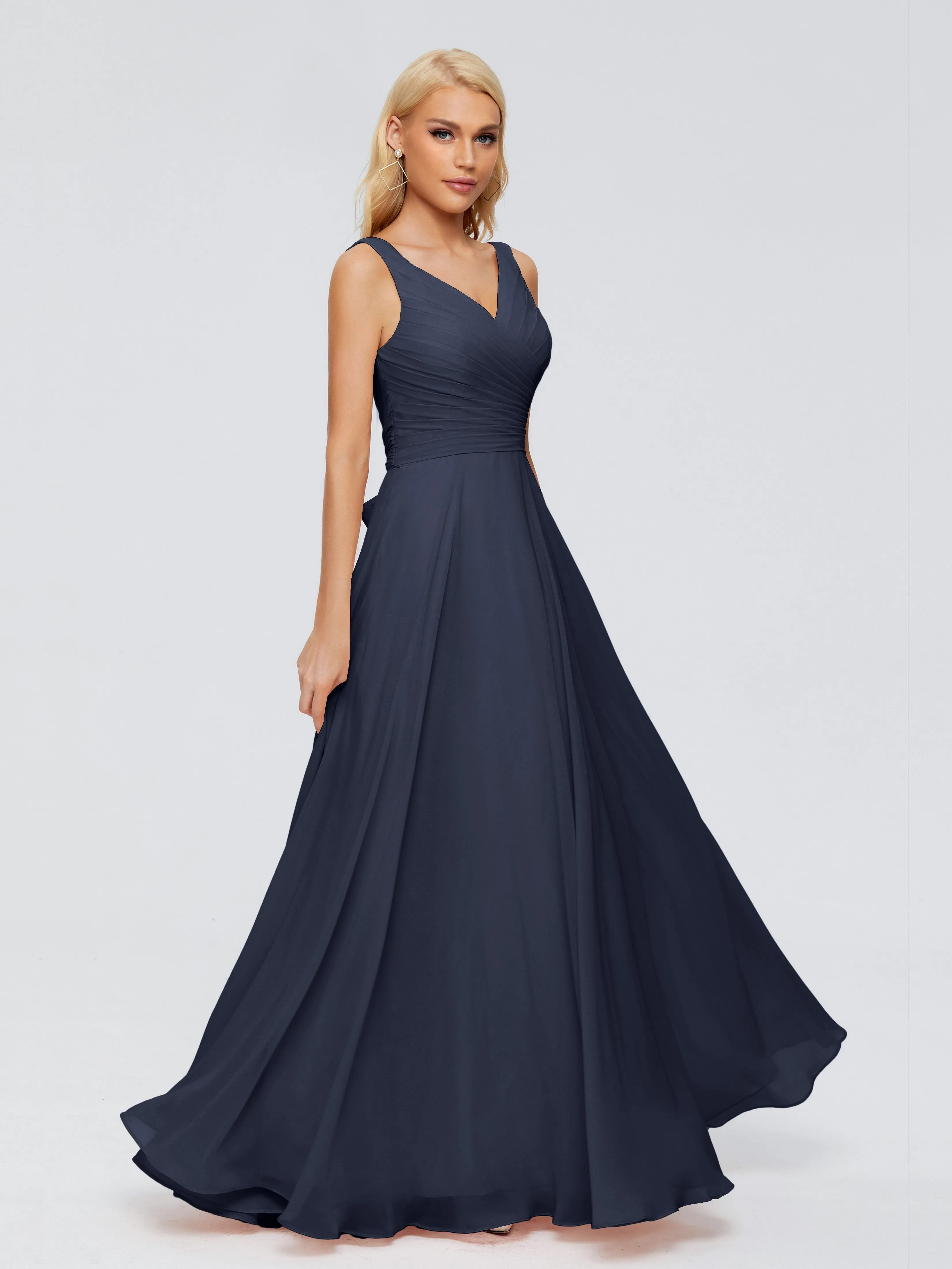 Ryleigh Flowy Chiffon Bridesmaid Dresses with Bow