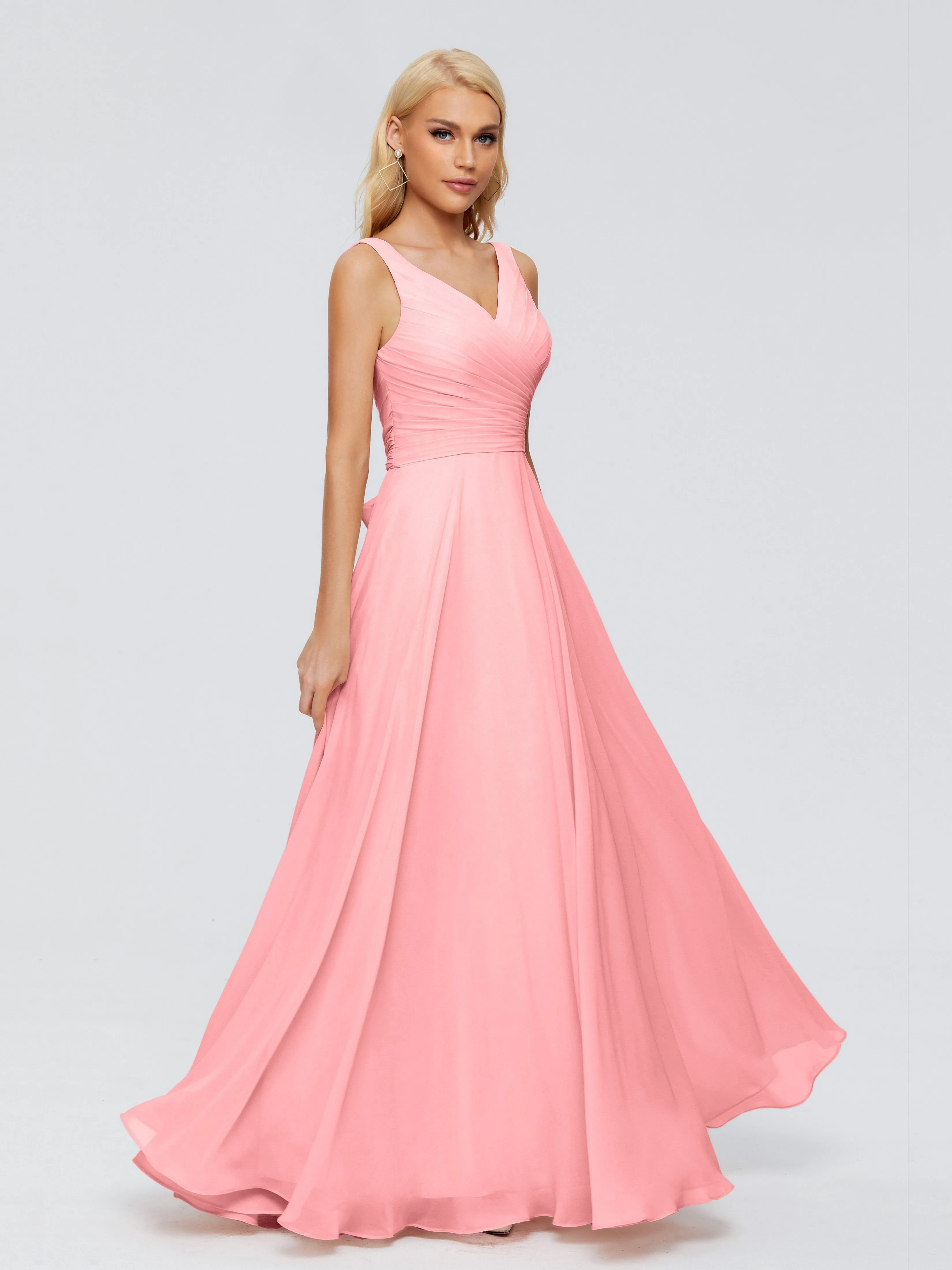 Ryleigh Flowy Chiffon Bridesmaid Dresses with Bow