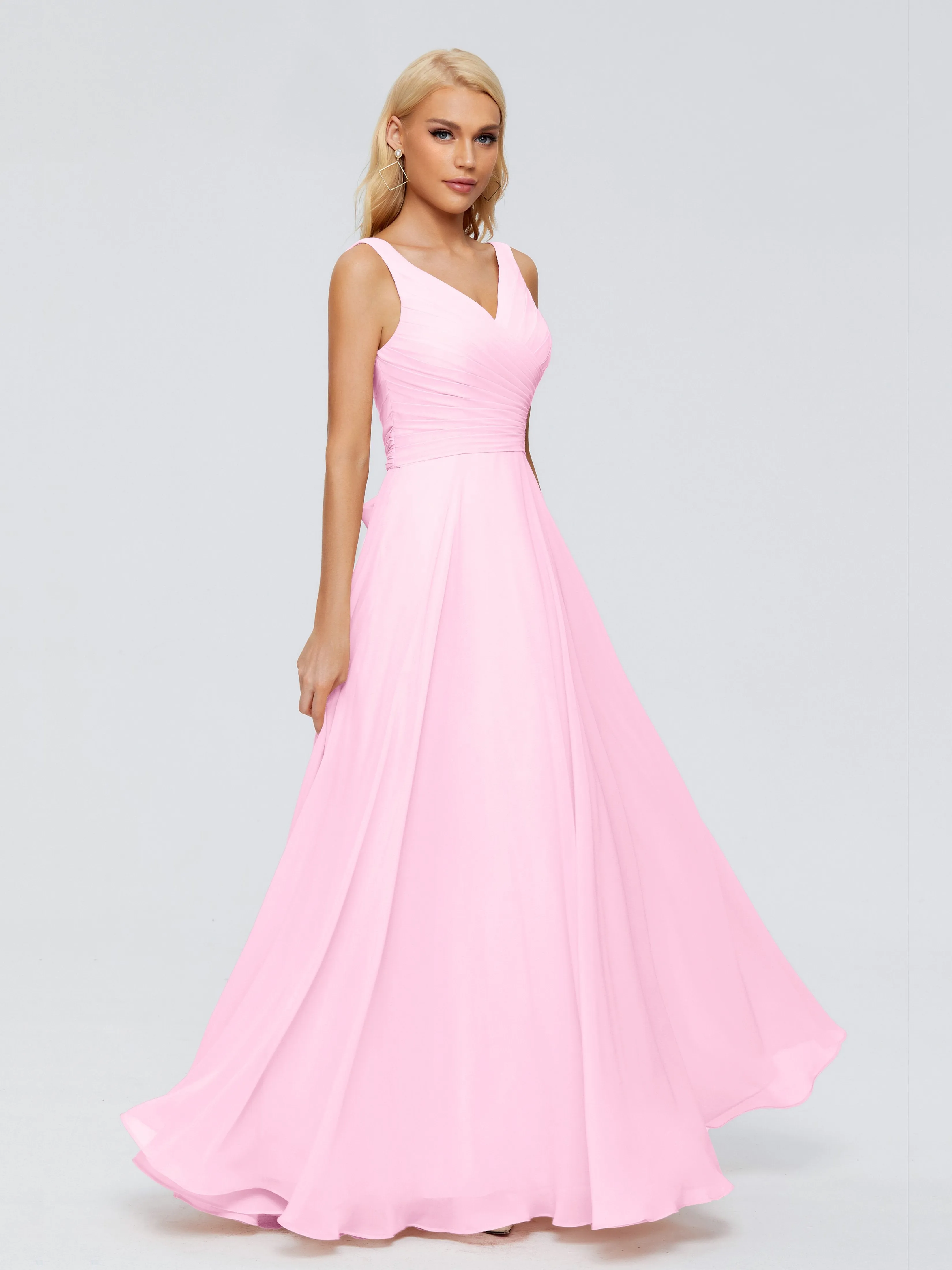 Ryleigh Flowy Chiffon Bridesmaid Dresses with Bow