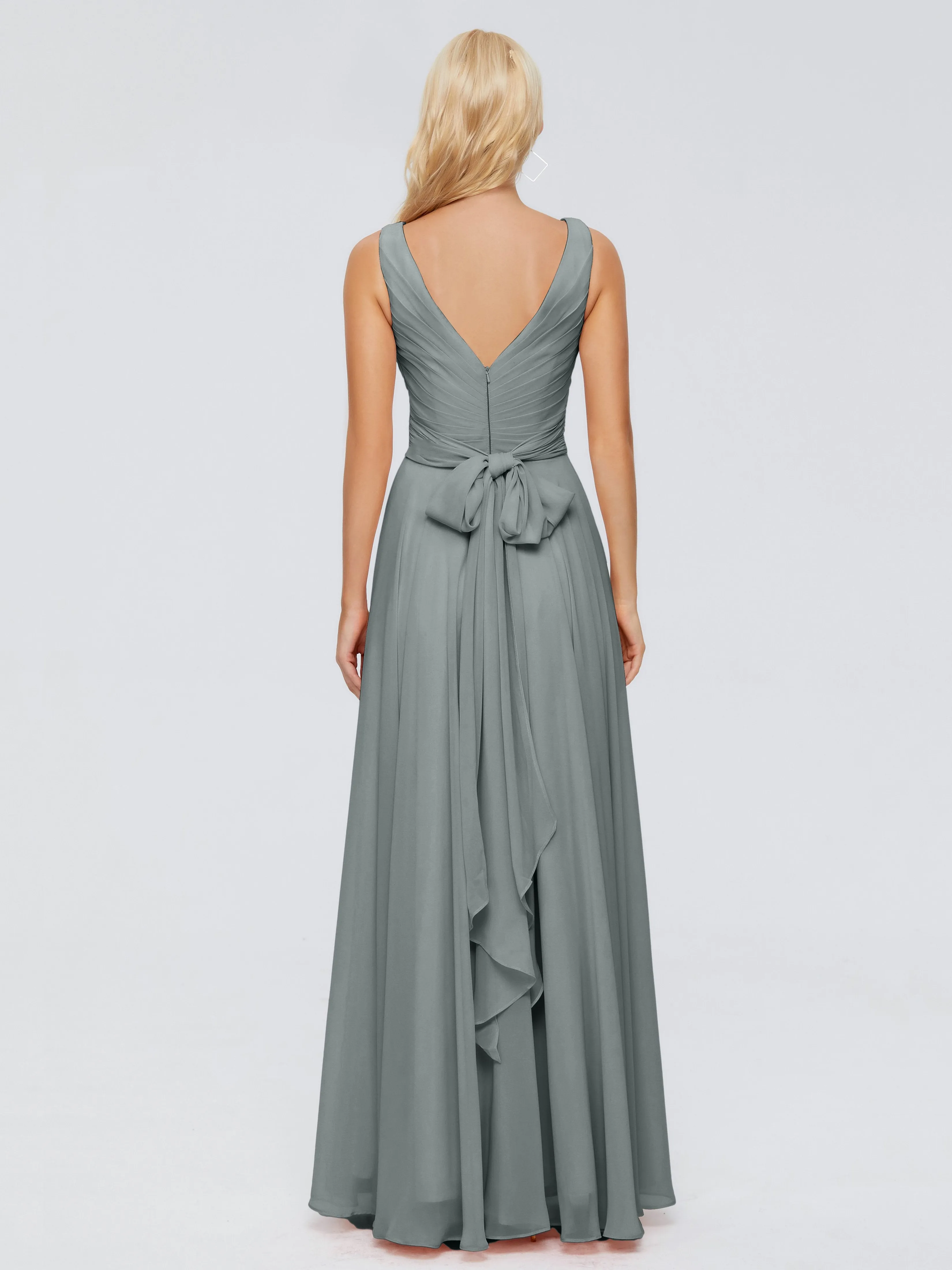 Ryleigh Flowy Chiffon Bridesmaid Dresses with Bow