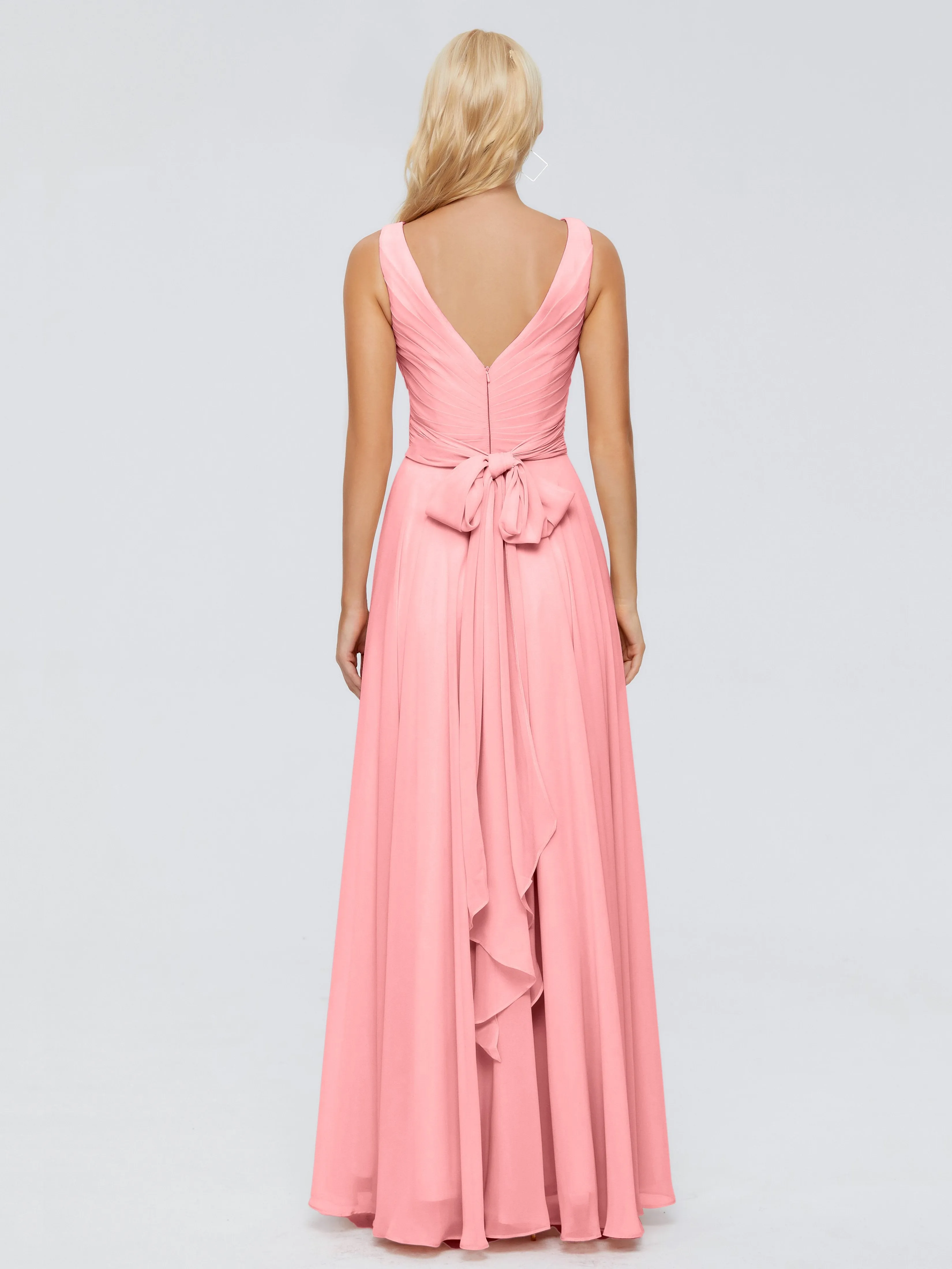 Ryleigh Flowy Chiffon Bridesmaid Dresses with Bow