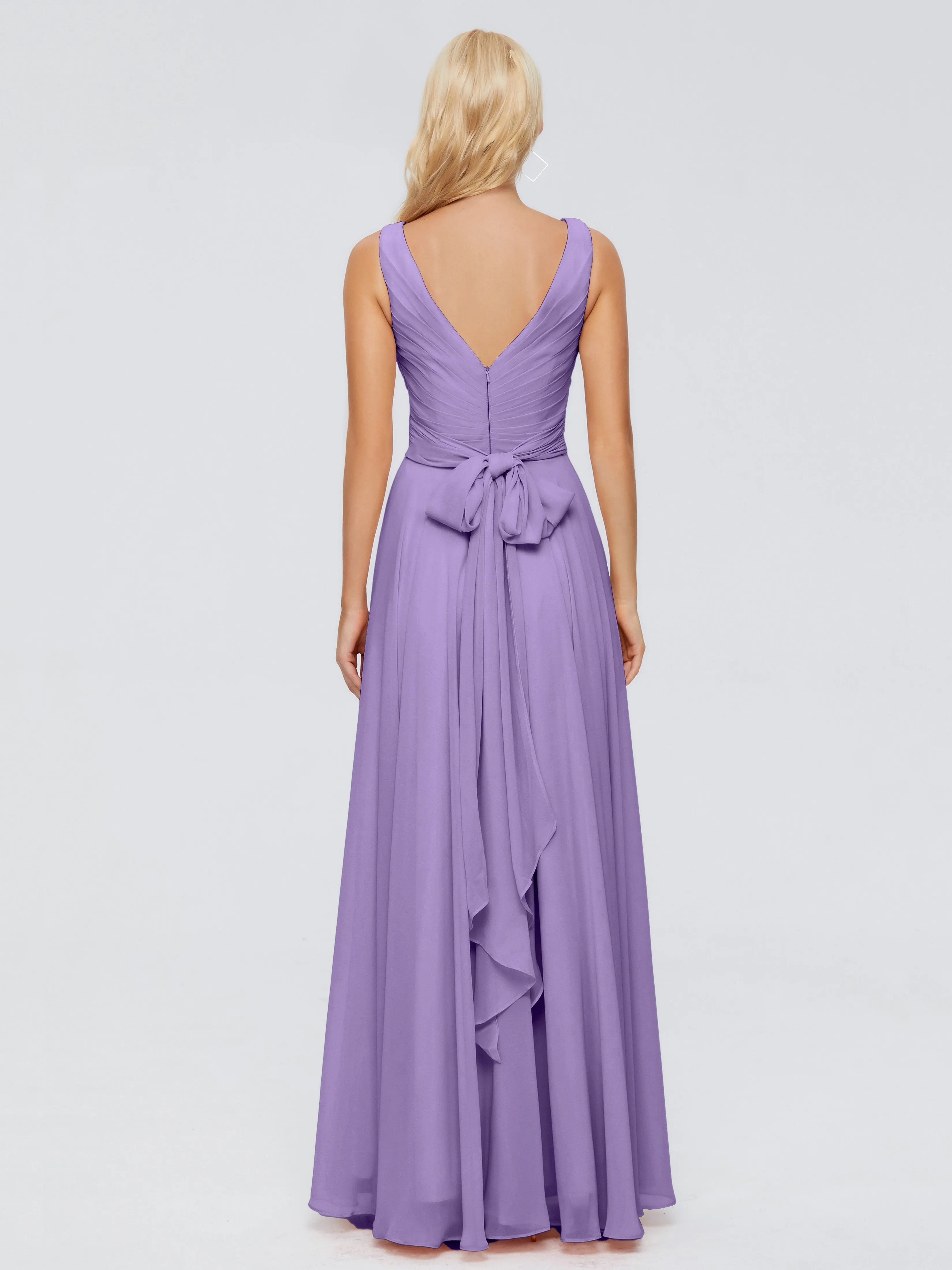 Ryleigh Flowy Chiffon Bridesmaid Dresses with Bow