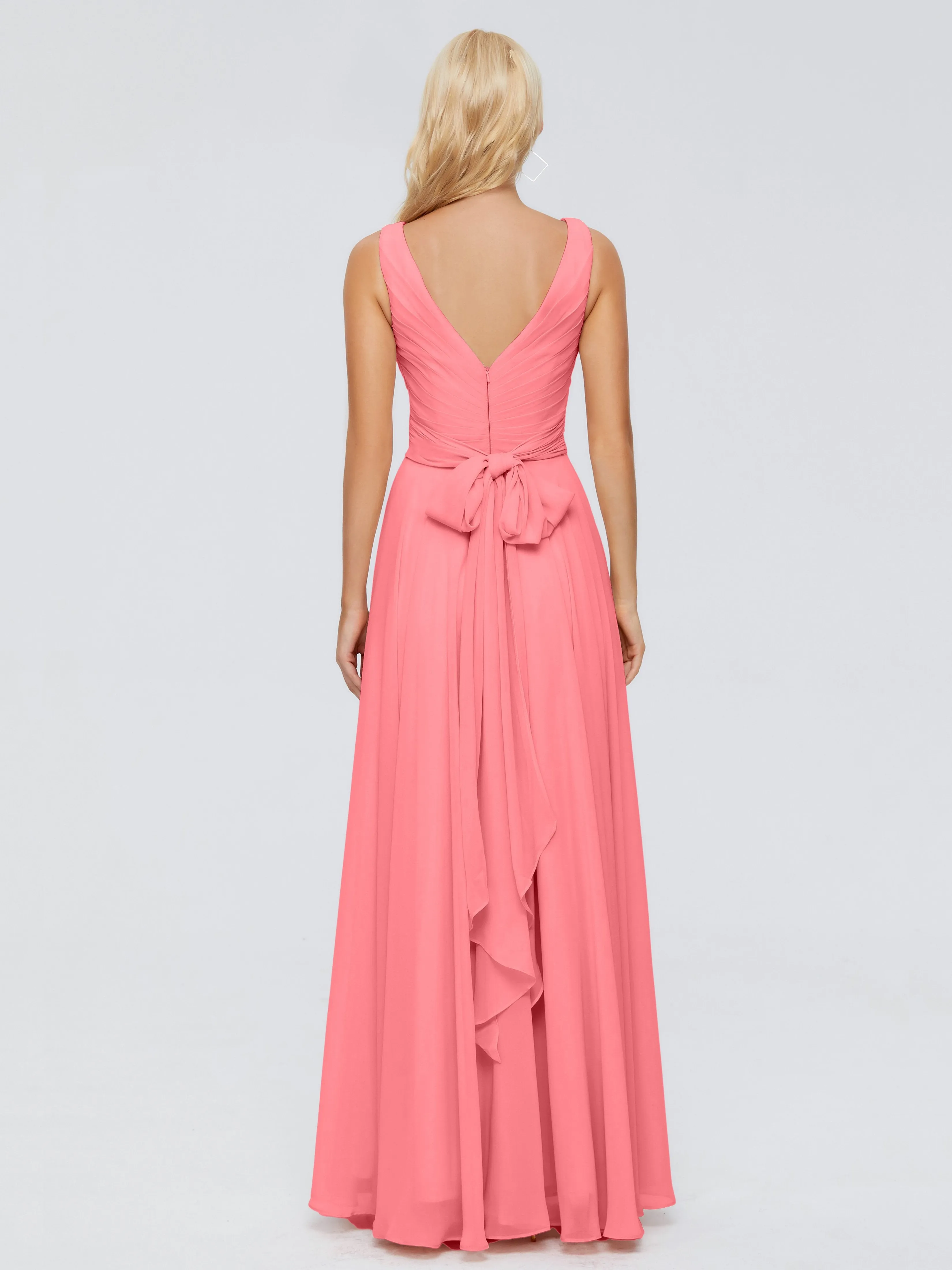 Ryleigh Flowy Chiffon Bridesmaid Dresses with Bow