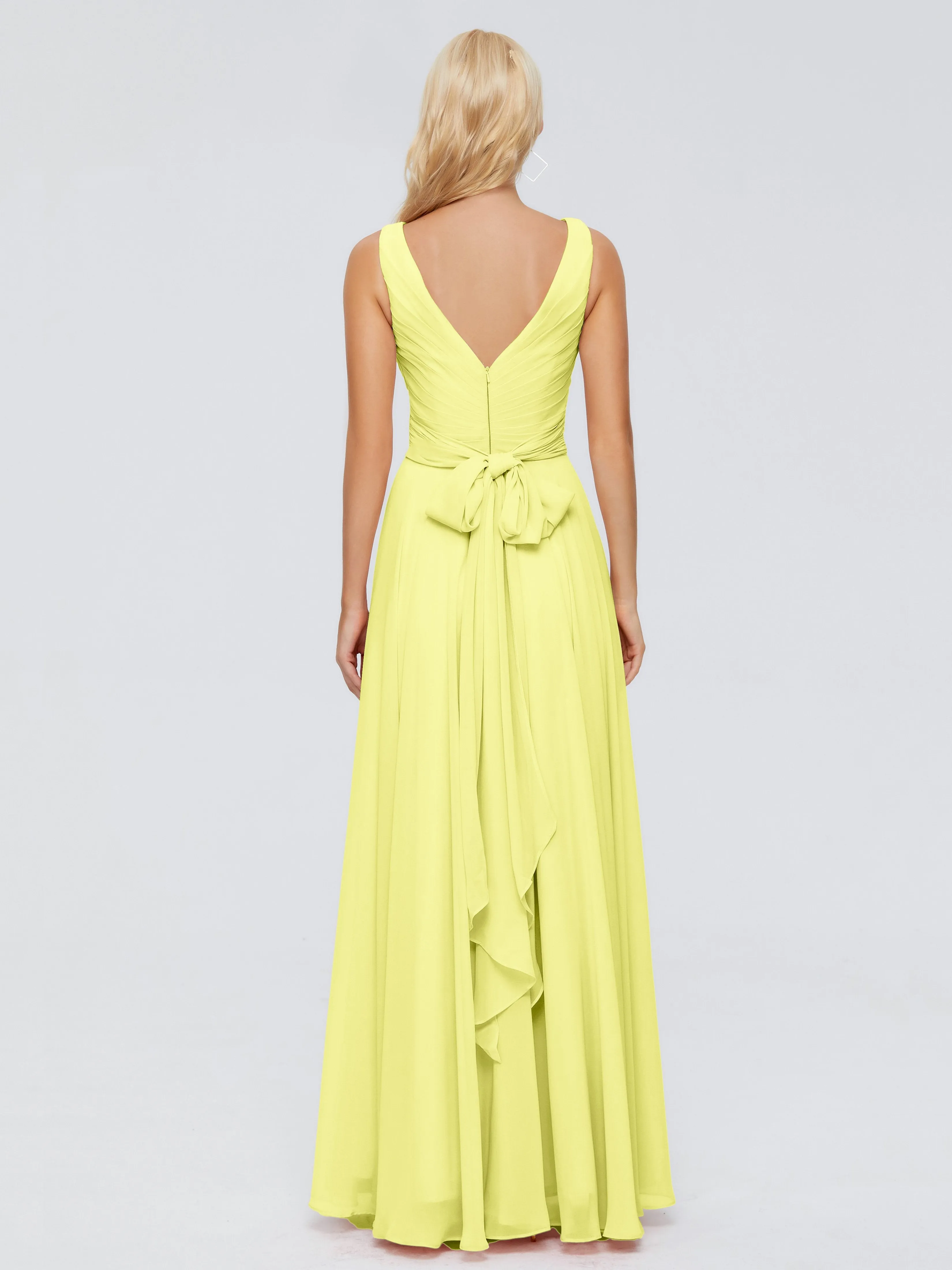 Ryleigh Flowy Chiffon Bridesmaid Dresses with Bow