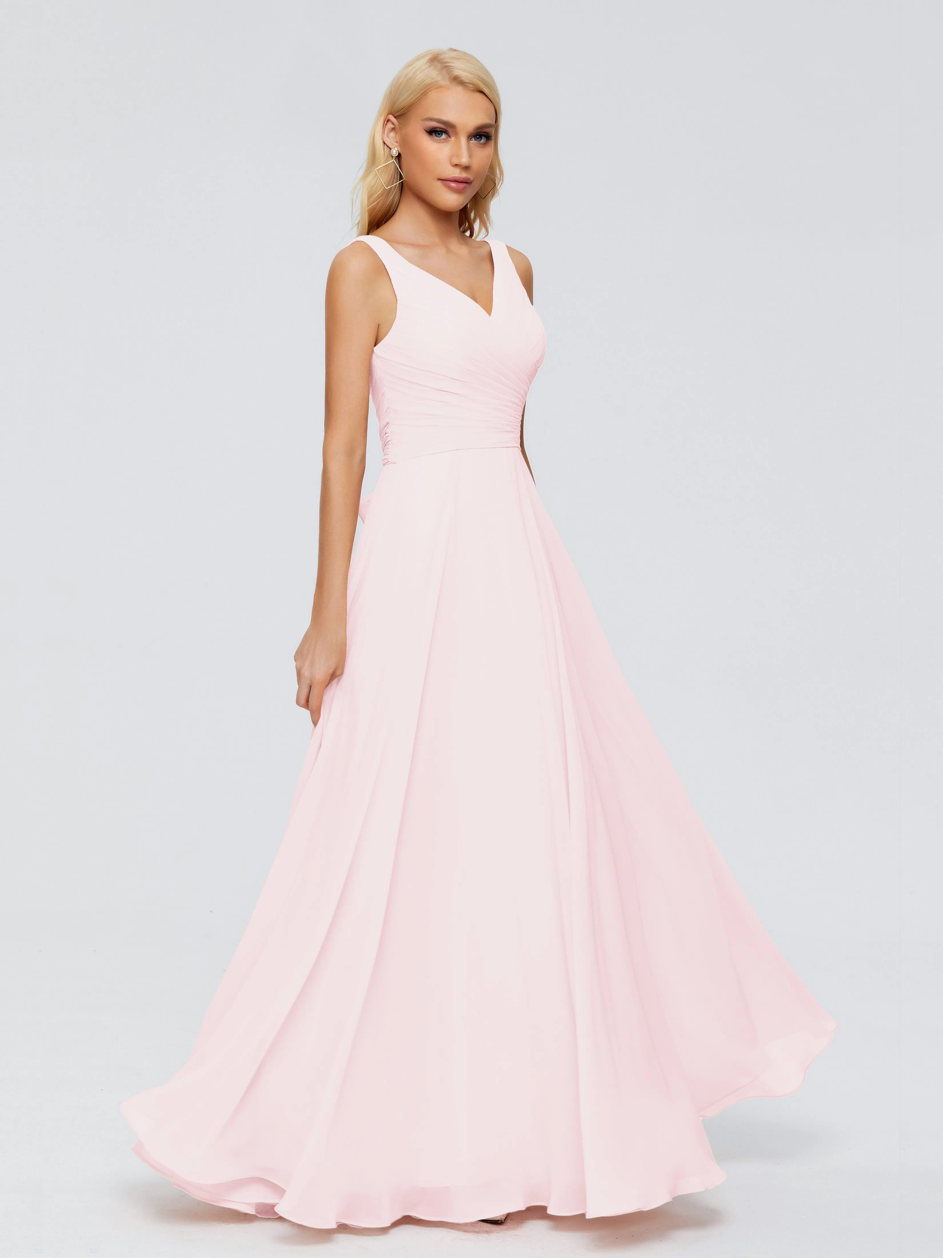 Ryleigh Flowy Chiffon Bridesmaid Dresses with Bow