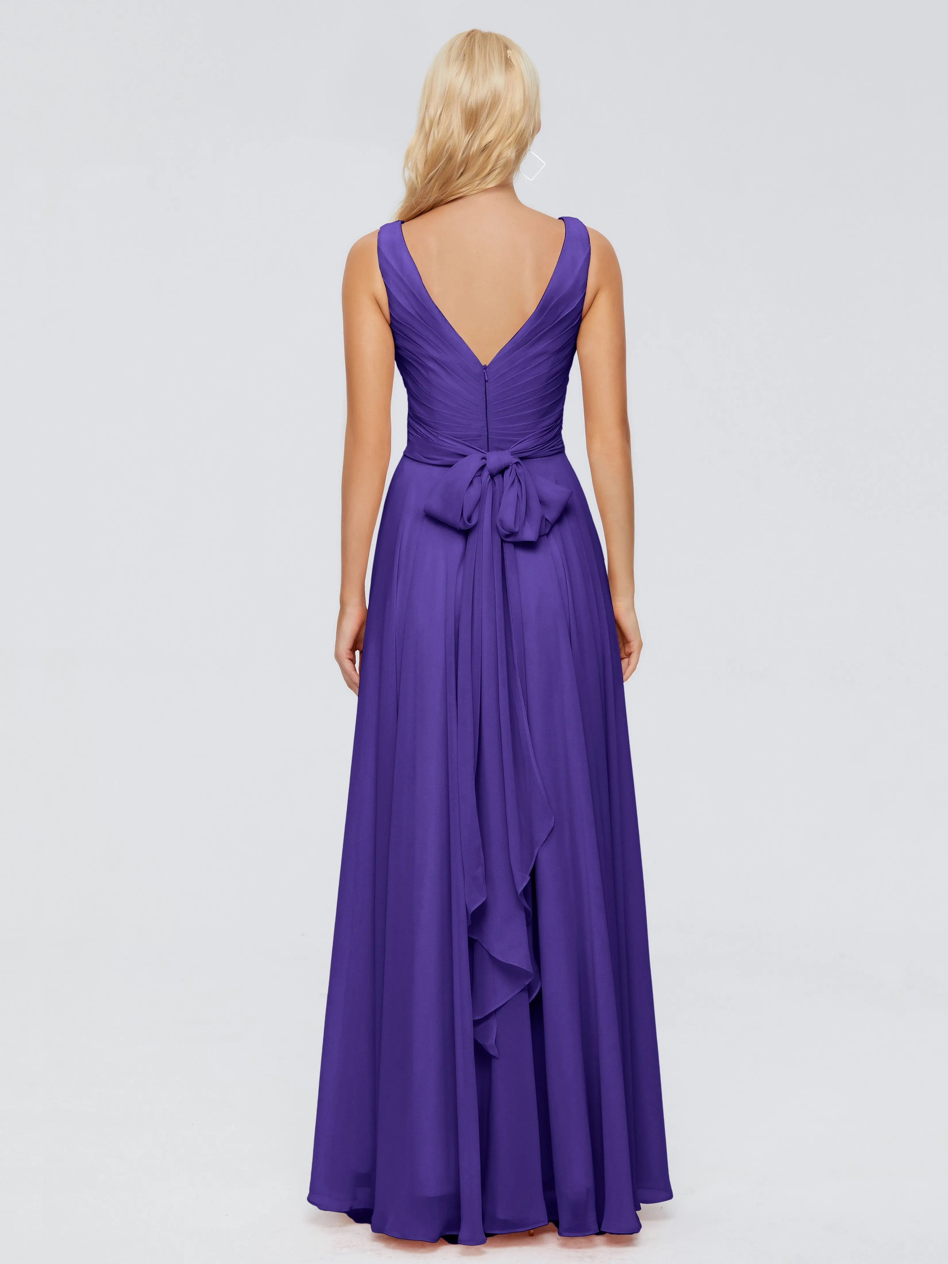 Ryleigh Flowy Chiffon Bridesmaid Dresses with Bow