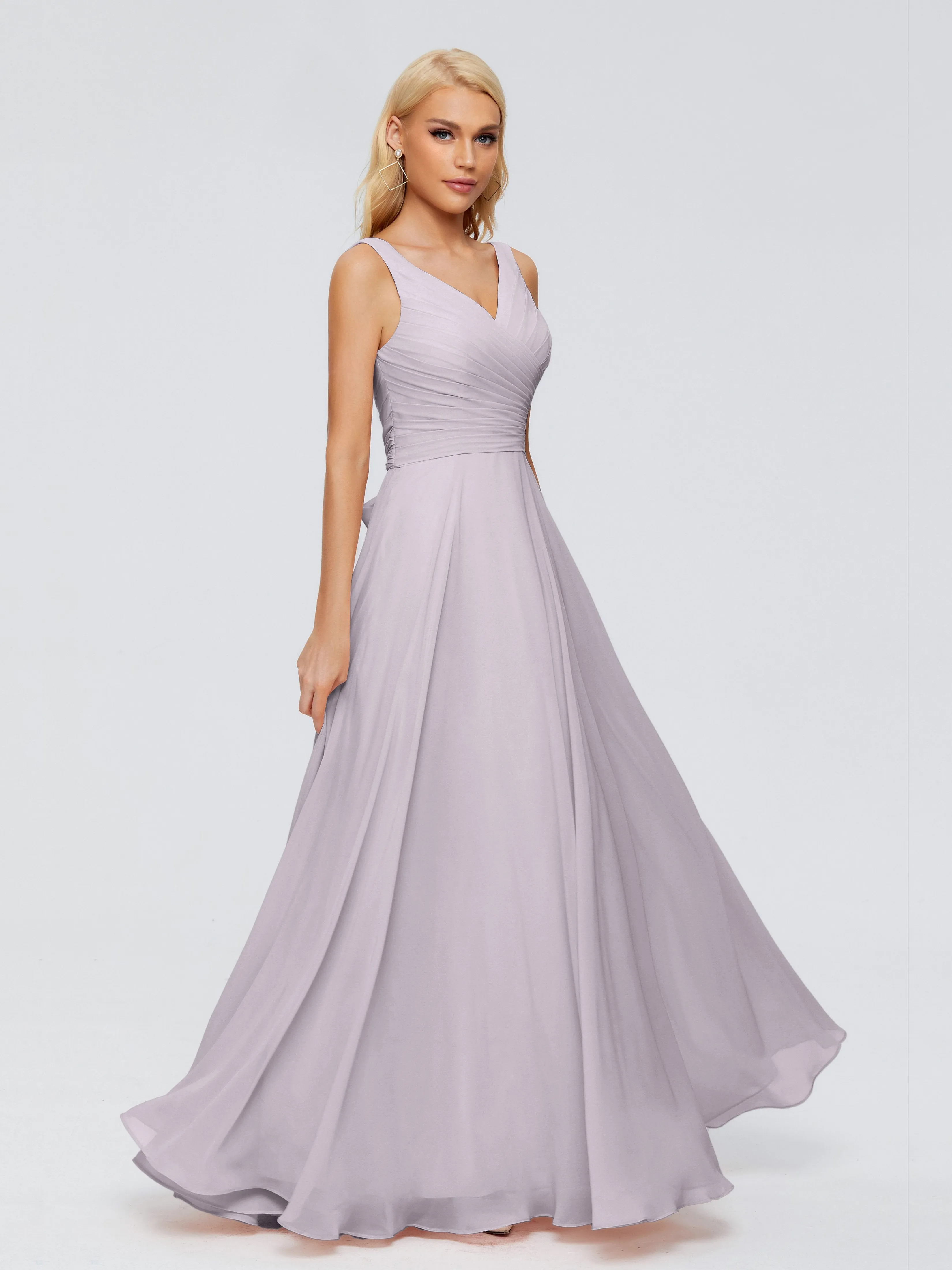 Ryleigh Flowy Chiffon Bridesmaid Dresses with Bow