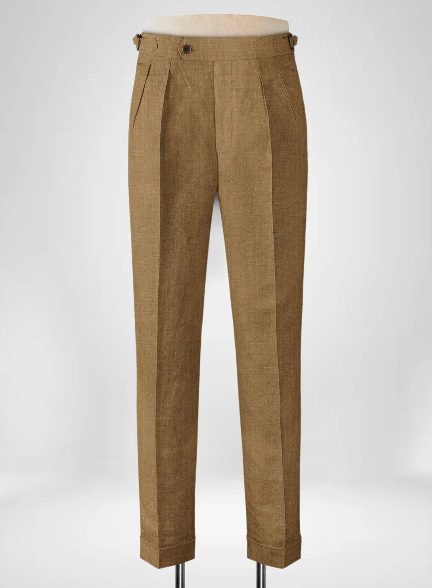 Sepia Brown Linen Highland Trousers