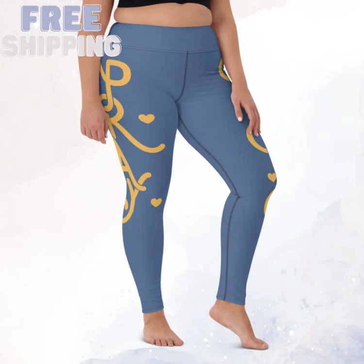 Stretchy Indigo Blue with Honeycomb Pray Side Detail Long Leggings