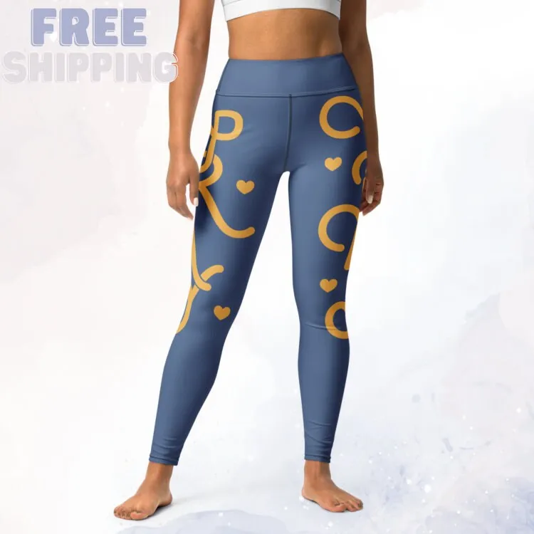 Stretchy Indigo Blue with Honeycomb Pray Side Detail Long Leggings