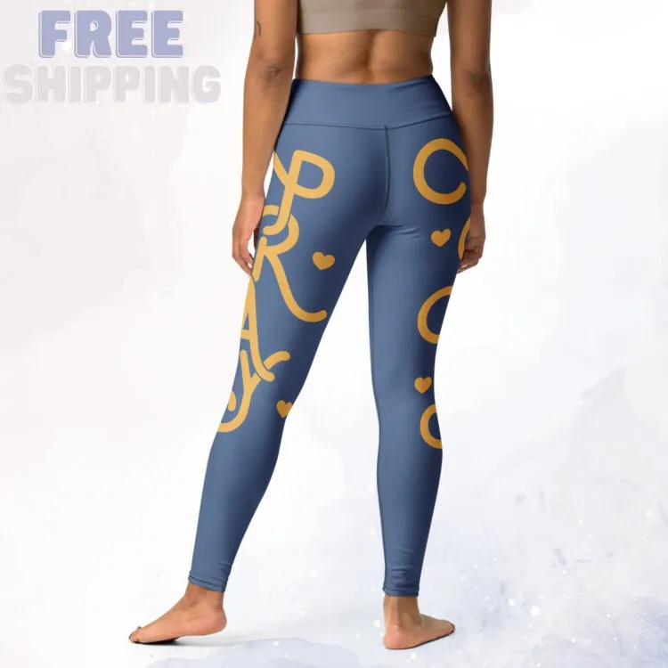 Stretchy Indigo Blue with Honeycomb Pray Side Detail Long Leggings