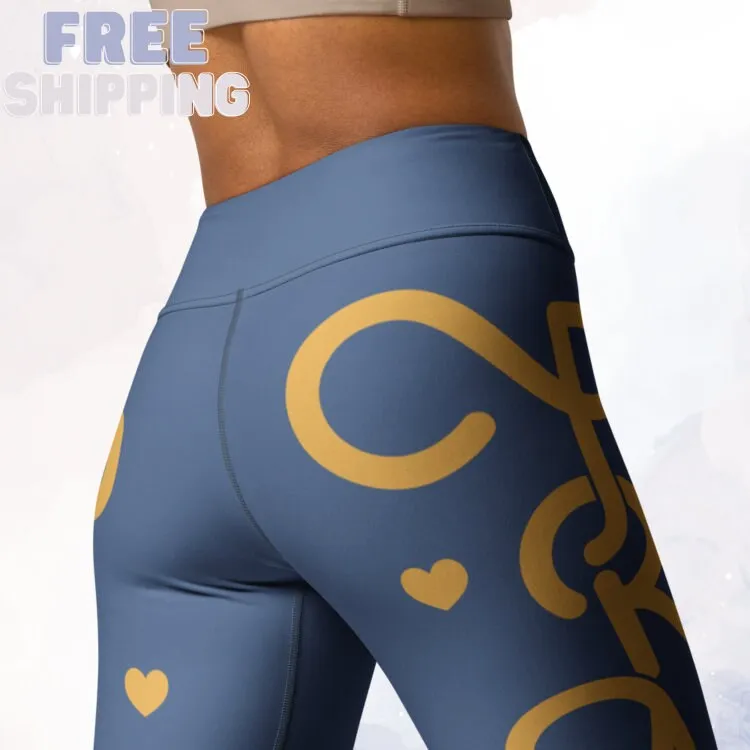 Stretchy Indigo Blue with Honeycomb Pray Side Detail Long Leggings