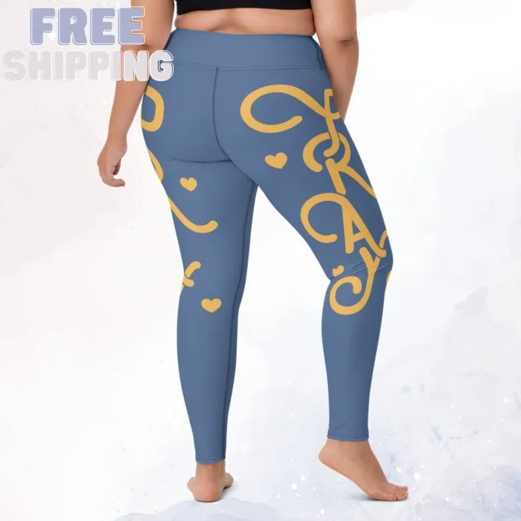 Stretchy Indigo Blue with Honeycomb Pray Side Detail Long Leggings