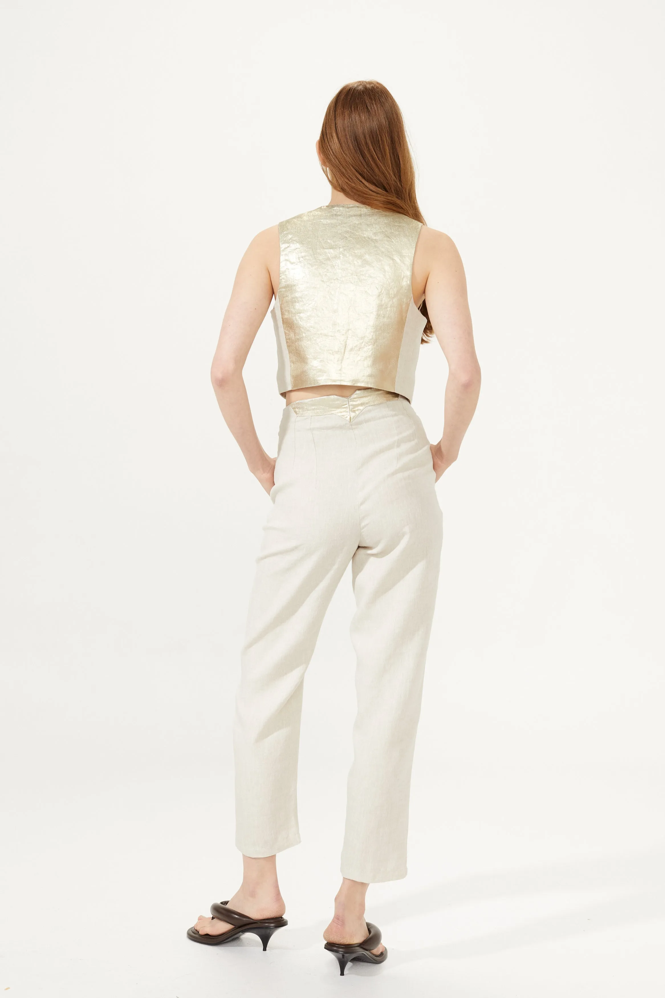 Texas Linen Pants - Natural with Gold