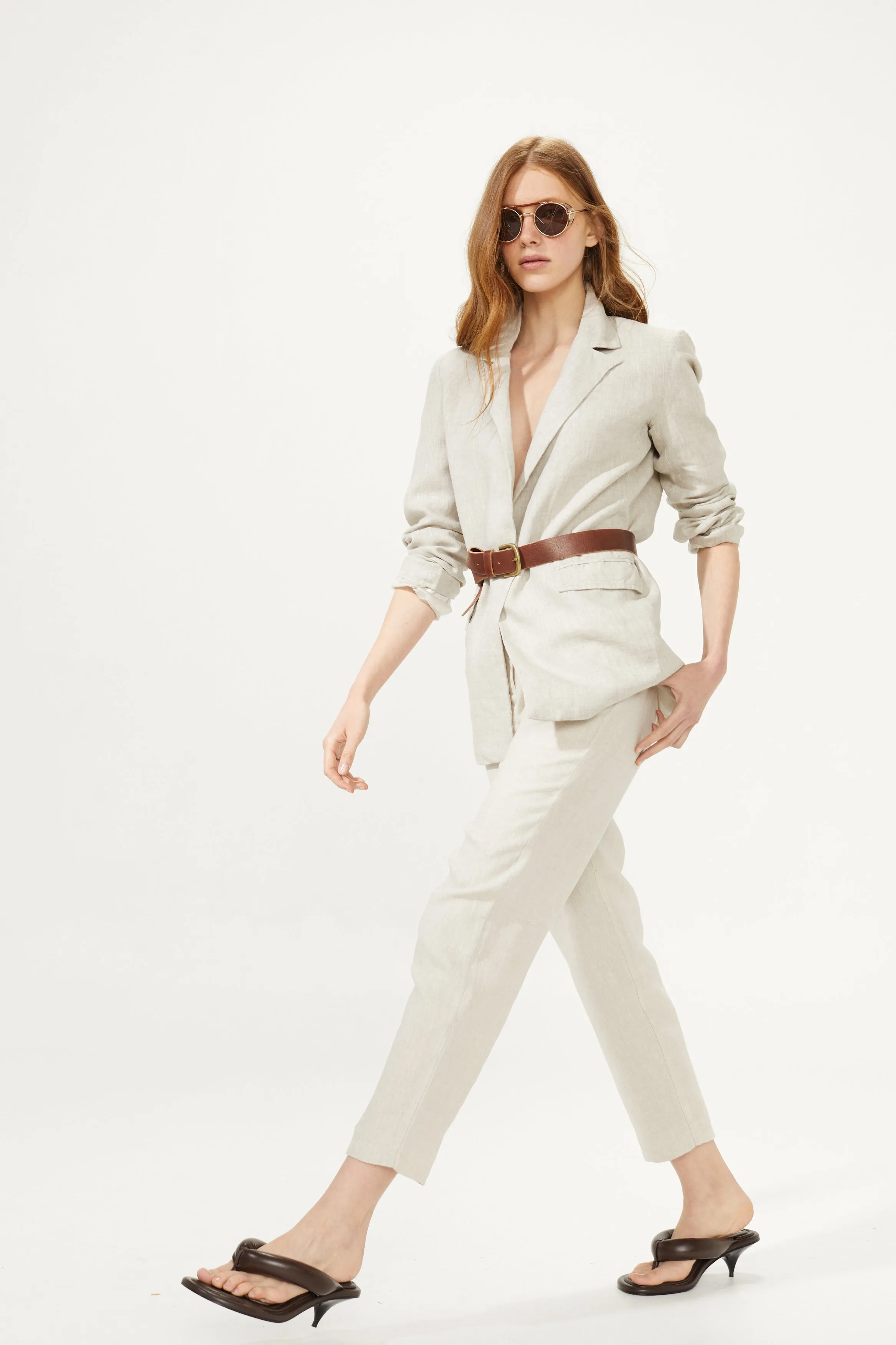 Texas Linen Pants - Natural with Gold