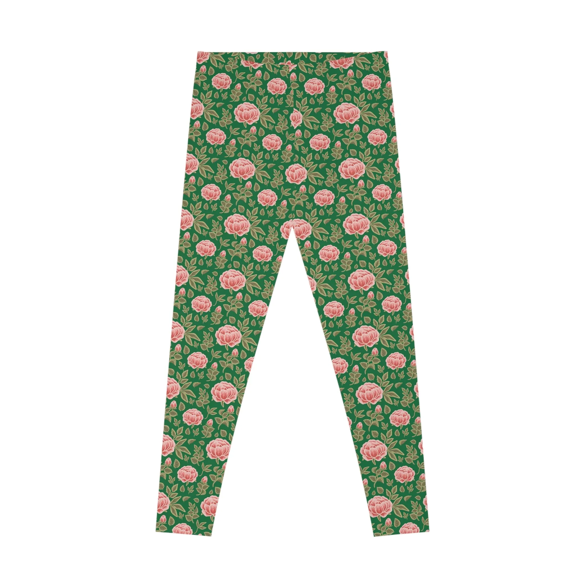 Vintage Peony Stretchy Leggings Green