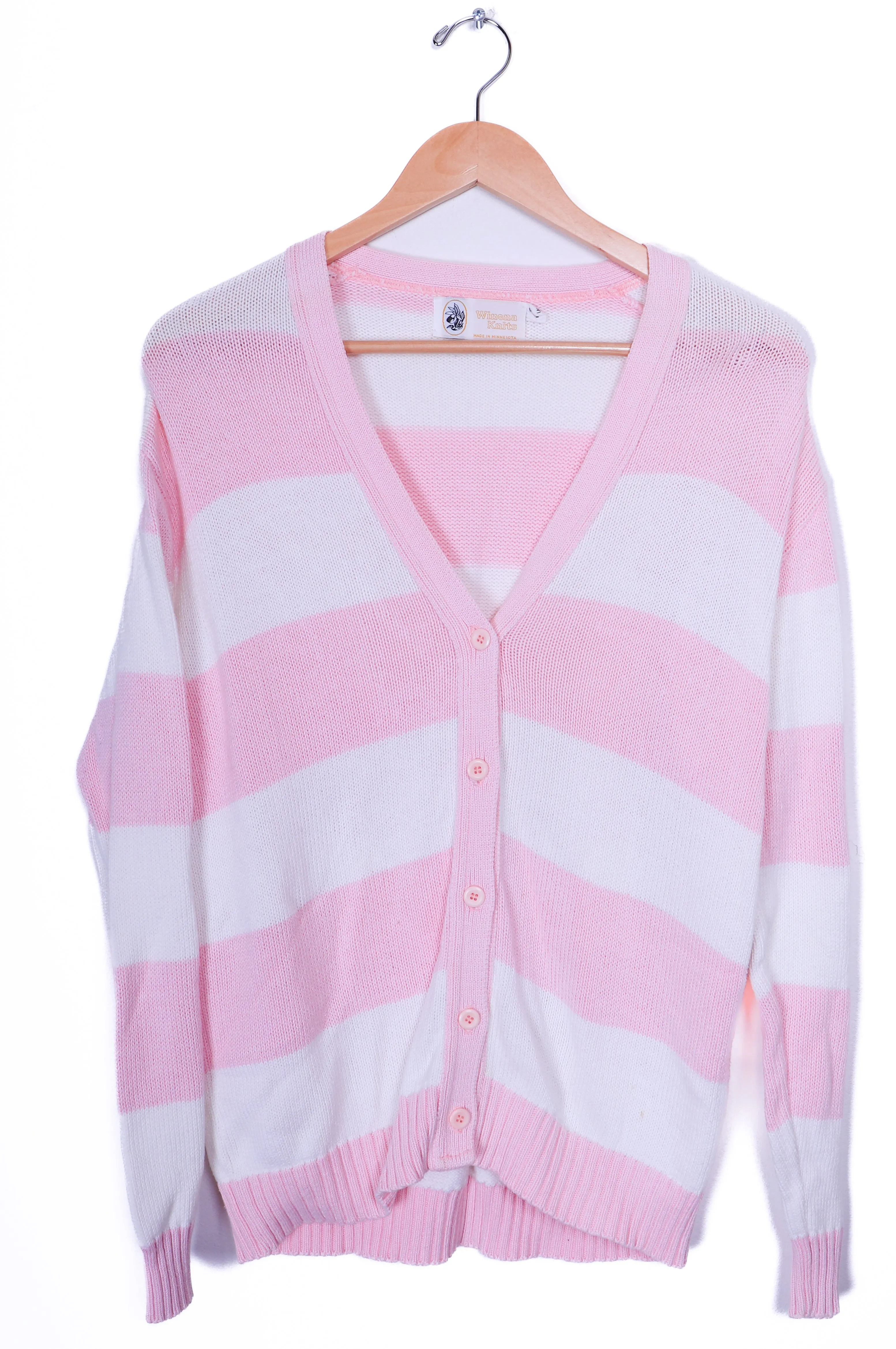 Vintage Winona Knits Pink Striped Knit Sweater