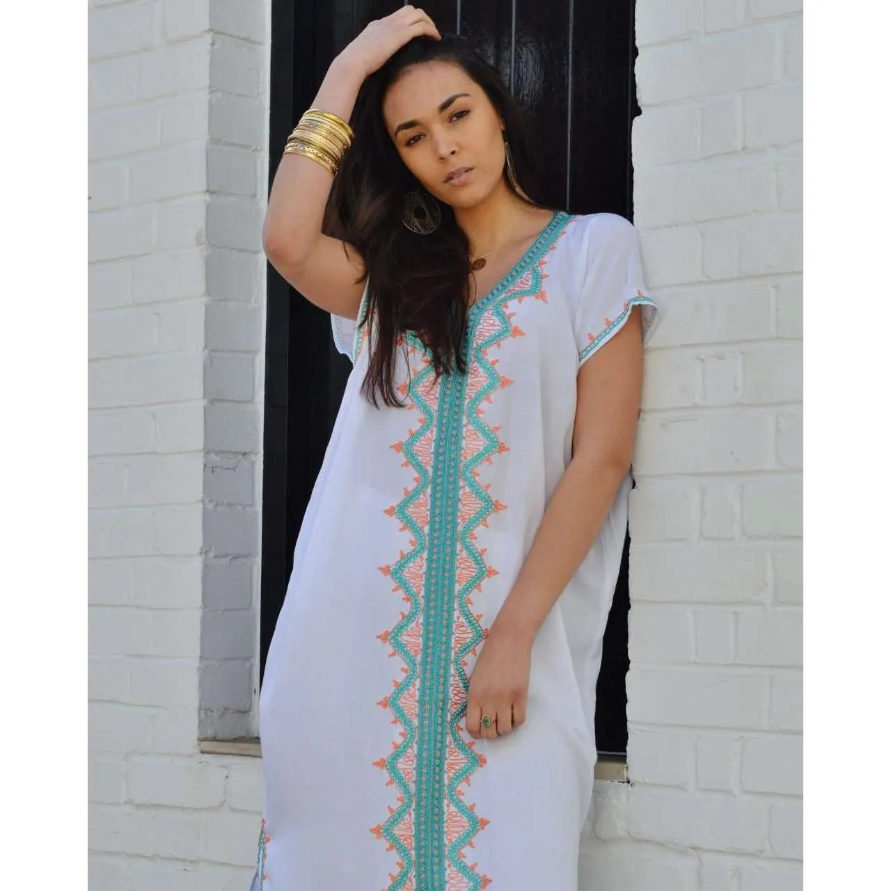 White Zahra Boho Trendy Caftan Kaftan