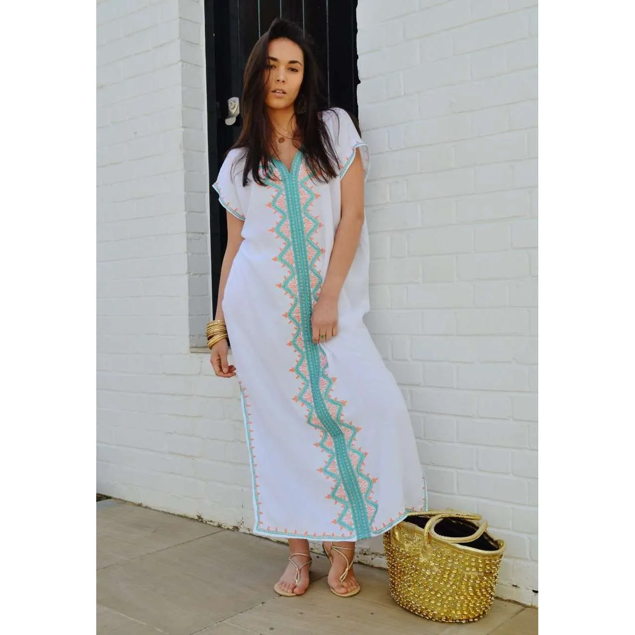 White Zahra Boho Trendy Caftan Kaftan