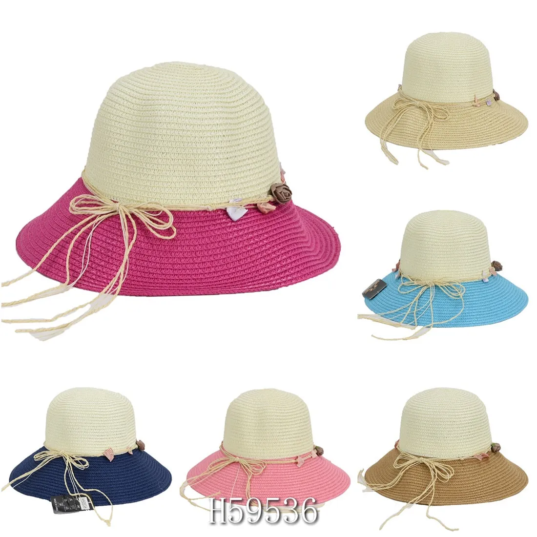 Wholesale Summer Sun Straw Fedora Bucket Hats H59536