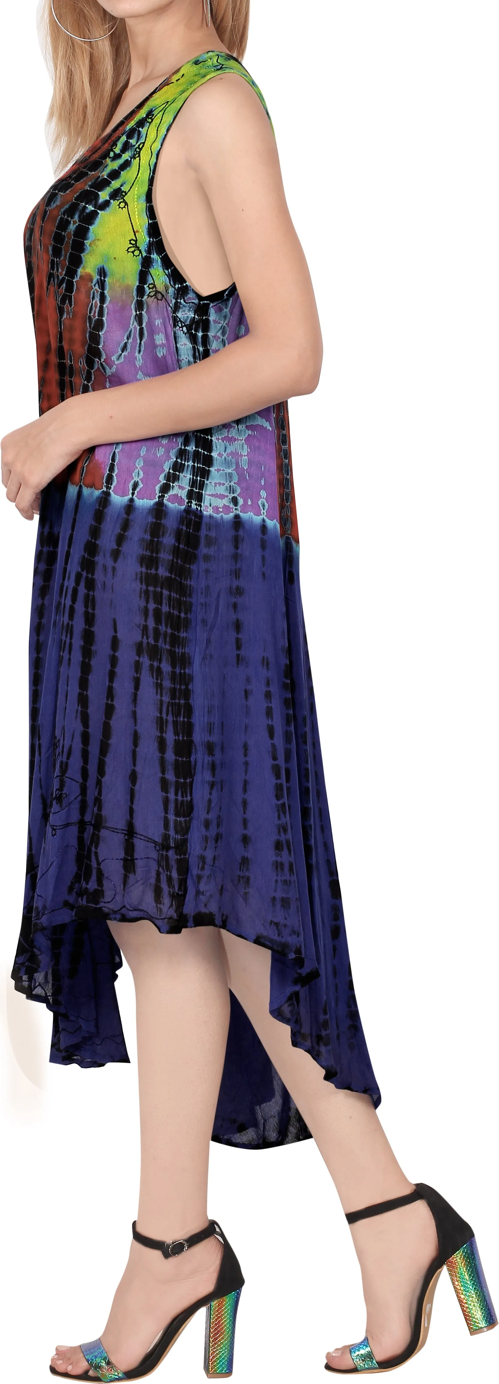 Women's Caftan Cover up Rayon Beach MAXI DRESS Cover Up Hand Tie Dye Design Swim